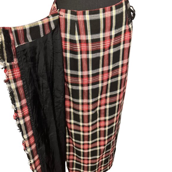 Vintage Plaid Maxi Skirt, 90s Tartan Wrap Skirt Preppy Academia Style - Picture 5 of 7